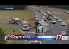 Tractor trailer overturns on I-40 at NC Hwy 54