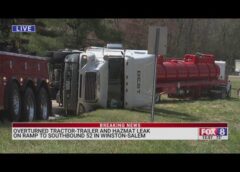 Glue spilled in tractor-trailer crash on US 52 in Winston-Salem