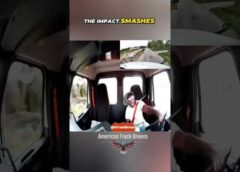 Distracted lady truck driver crashes semi into construction zone while on phone